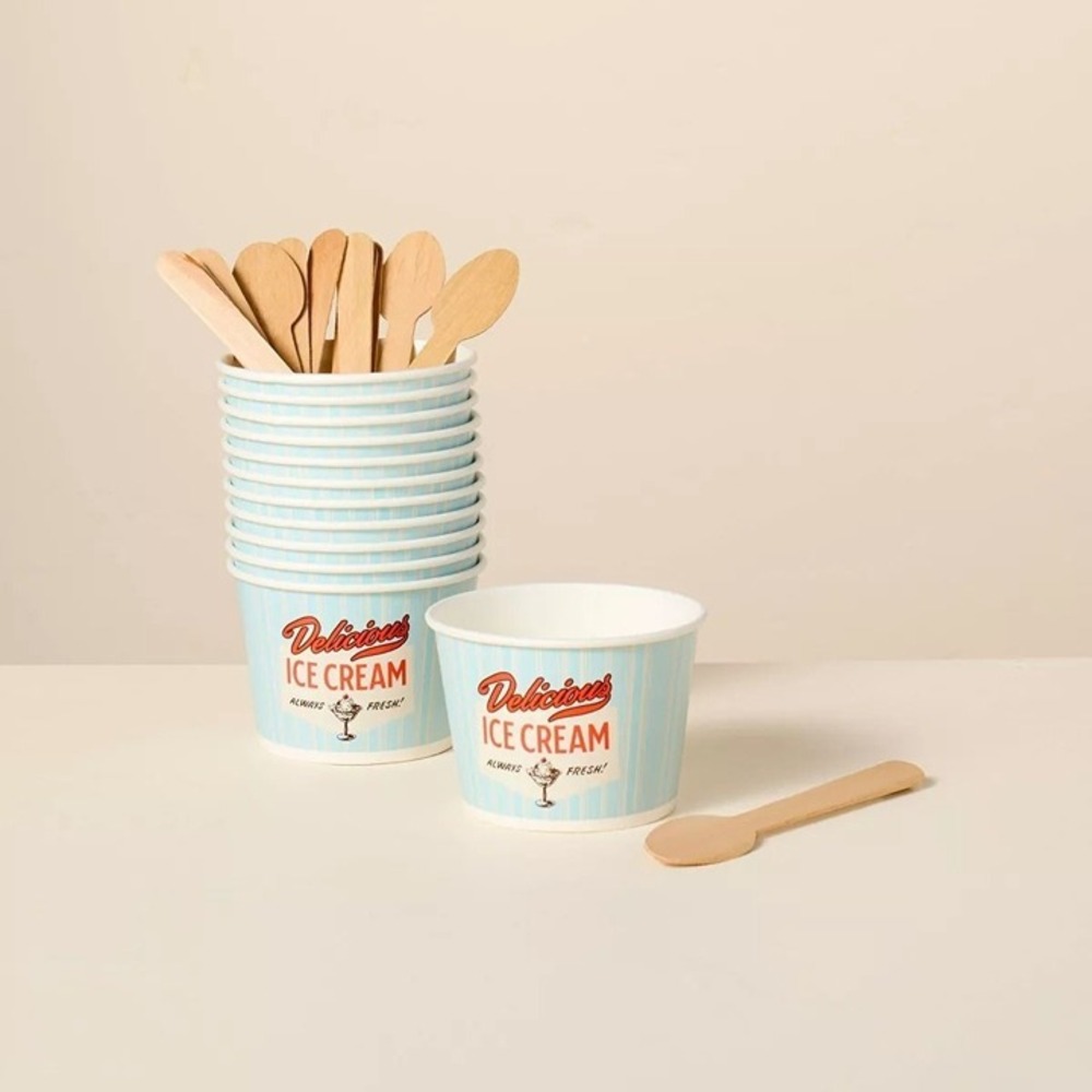 24ct Retro Paper Ice Cream Cups & Spoons - Hearth & Hand Magnolia -Target 2025